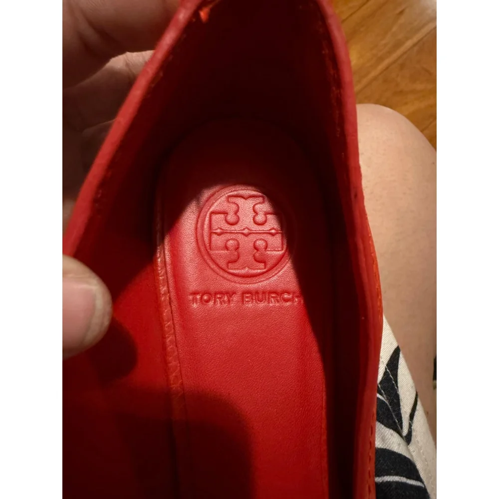Women's Tory Burch Wedges in Red with Gold Logo